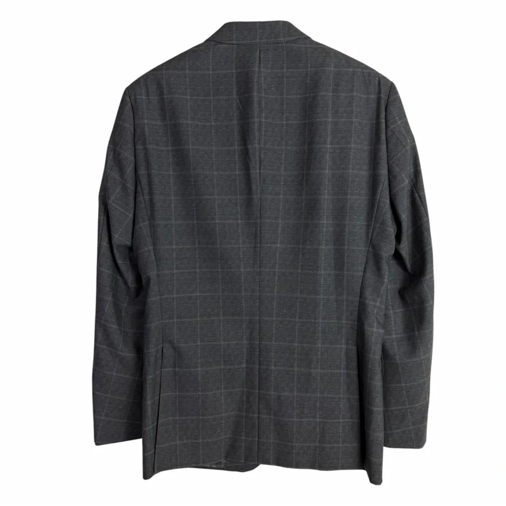 Hugo BOSS Tailored Gray Windowpane Plaid Blazer Virgin Wool Sport Coat Men’s 38R